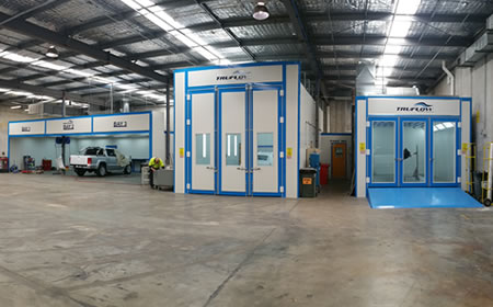 Complete workshop fitout with prep booths and spraybooth